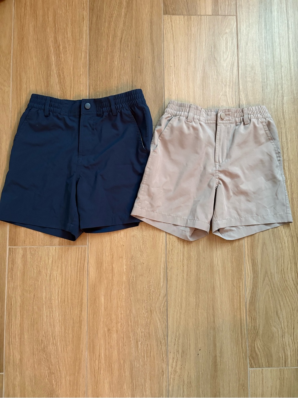 2 Pair BURLEBO Youth Boys Shorts Size 8 Navy Khaki Performance